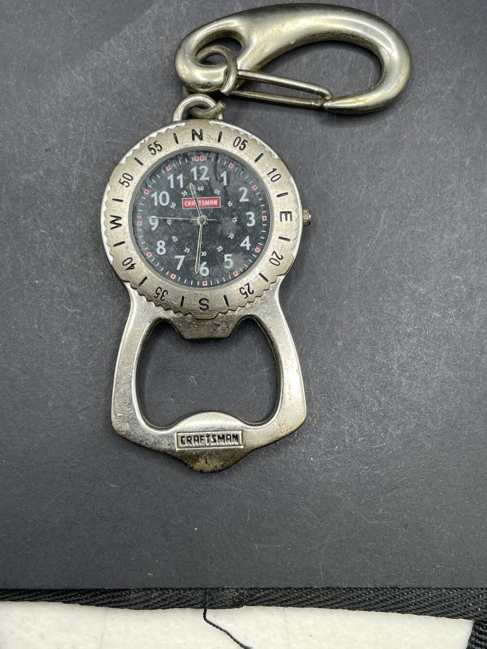 VTG Craftsman Watch Bottle Opener Carbine Survival Rare Silver Metal 39.2MM